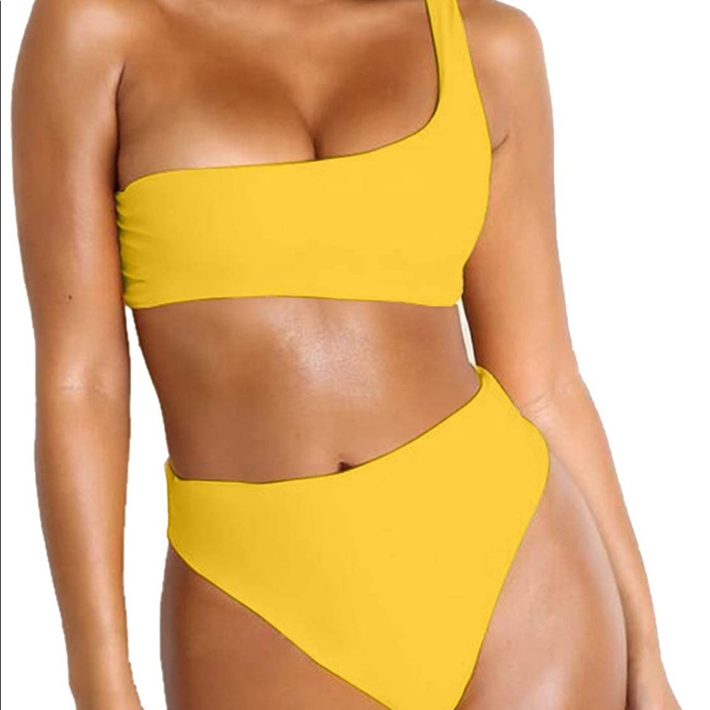 Yellow high waist bathing suit SMALL